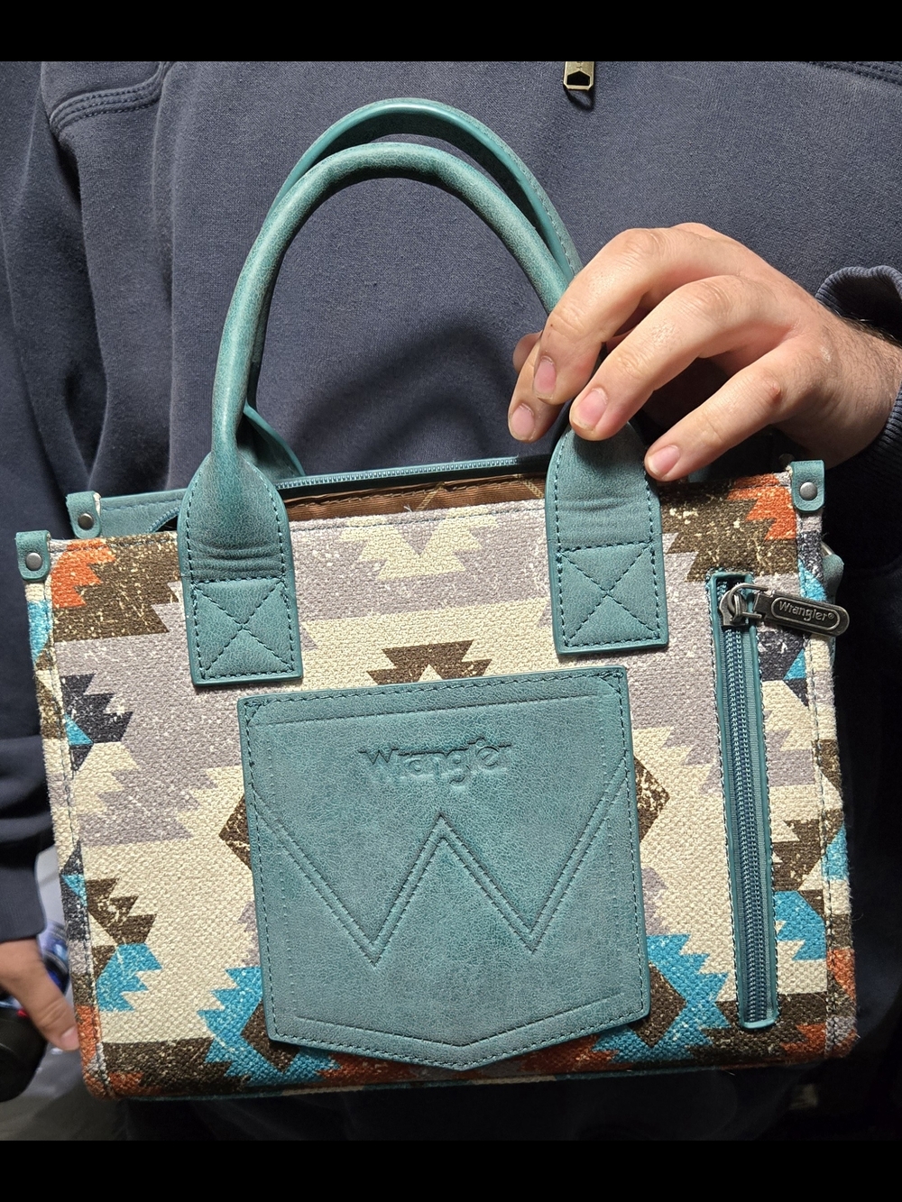 Wrangler Turquoise Aztec Pattern Handbag And Wallet - Picture 4 of 11